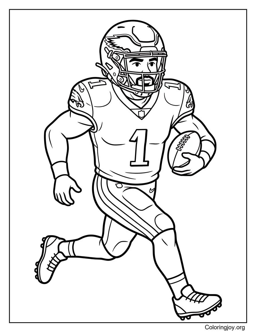 Jalen Hurts Running Action coloring page