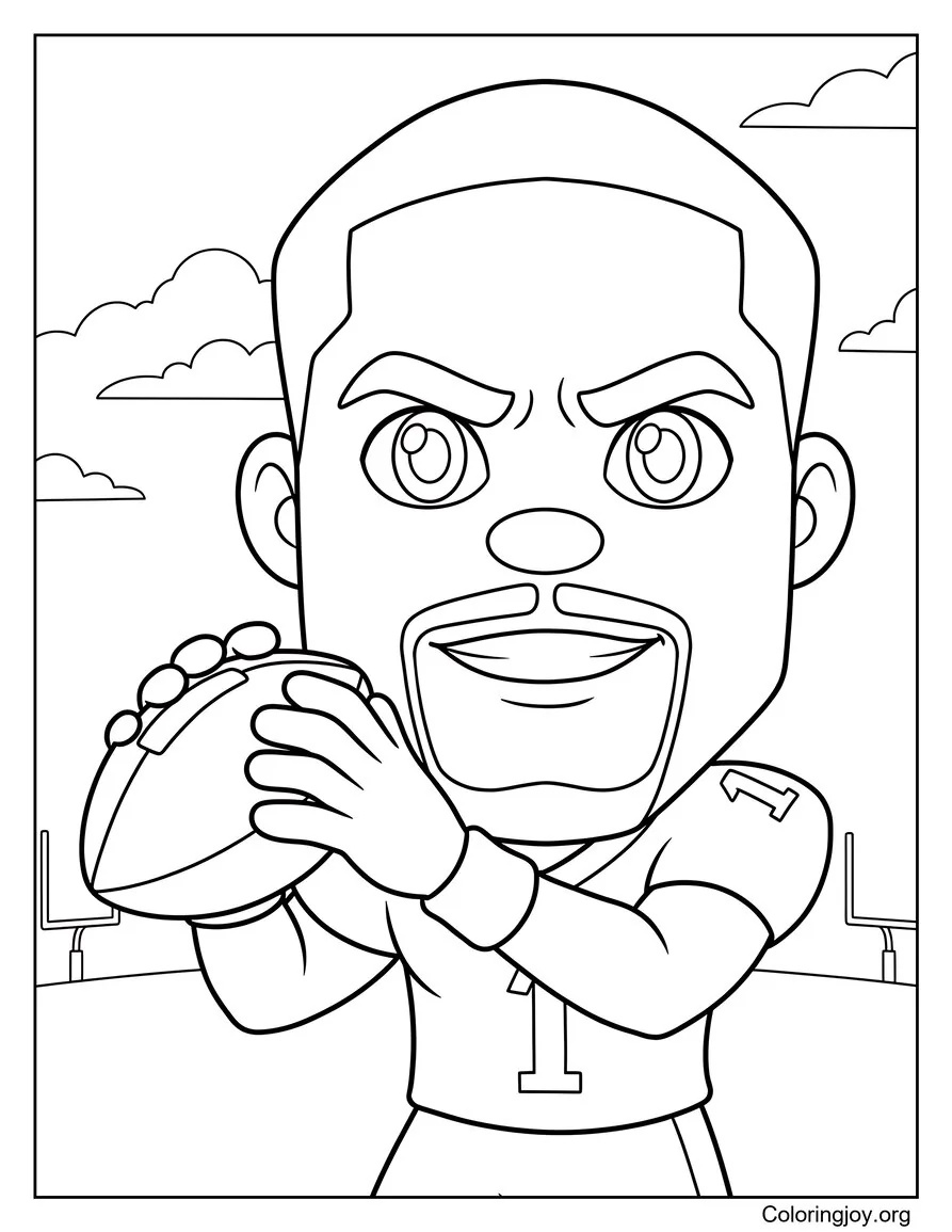 Cartoon Style Jalen Hurtsfor Kids coloring page