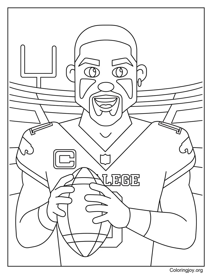 Jalen Hurts Wearing College Uniform coloring page