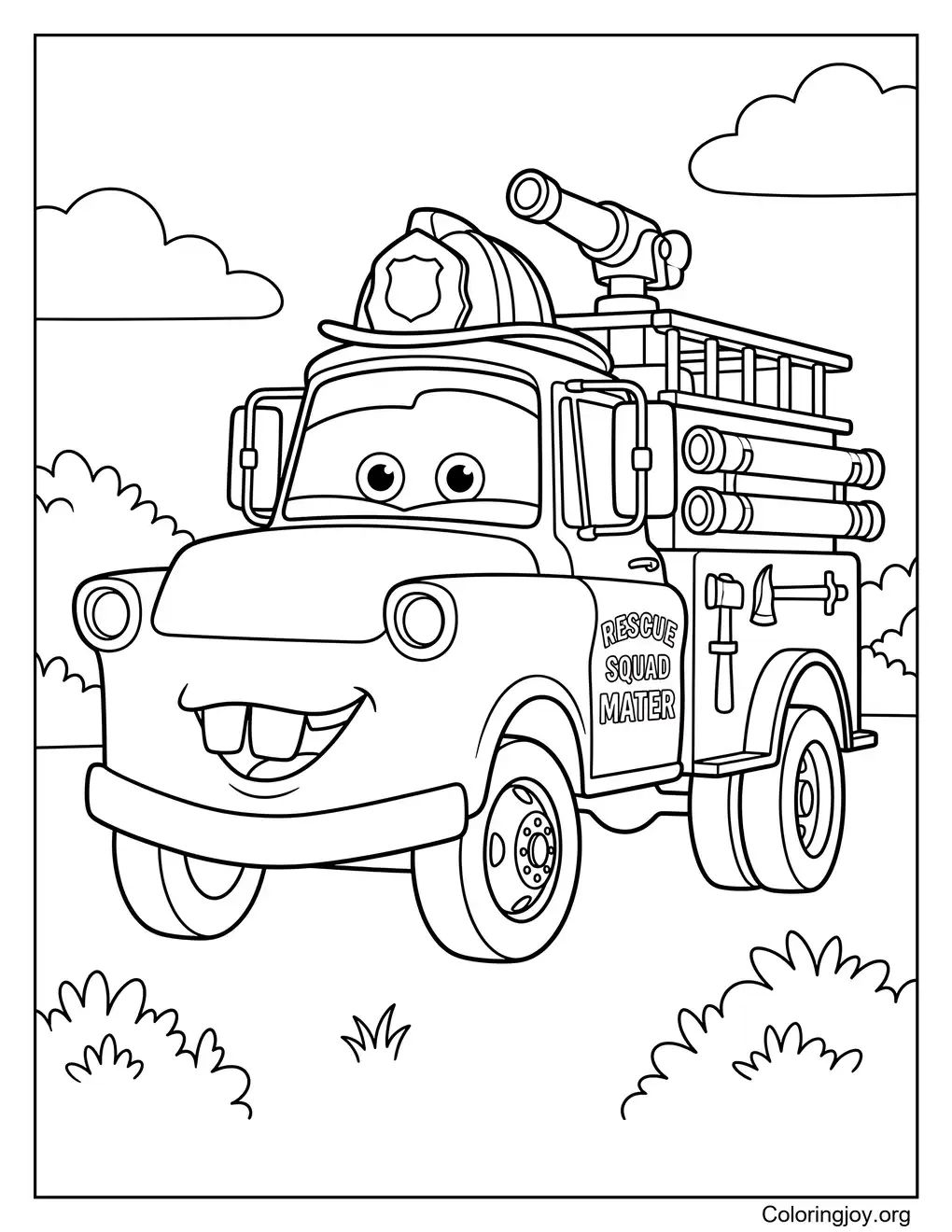 Coloriage Mater du camion de pompiers