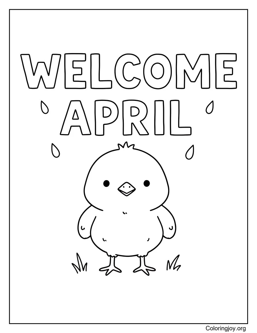 Abril pollito feliz página para colorear