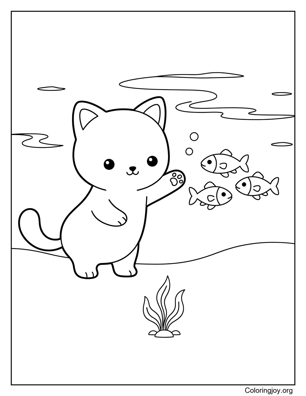kitty play with fishy friends