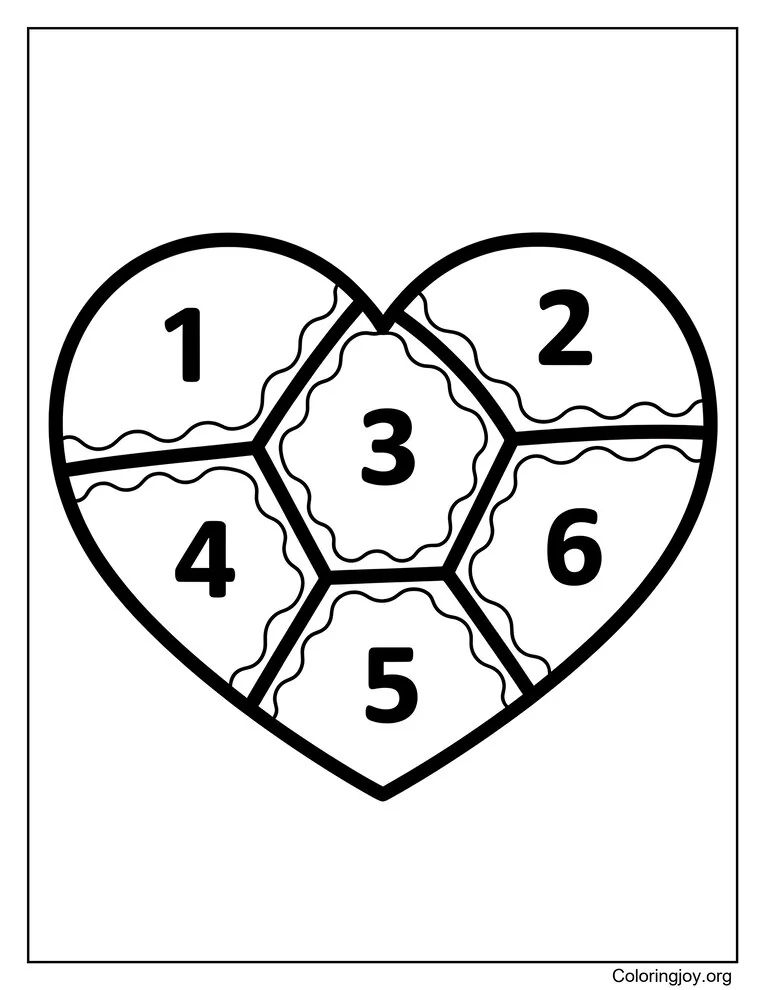 Página para colorear de corazón por número