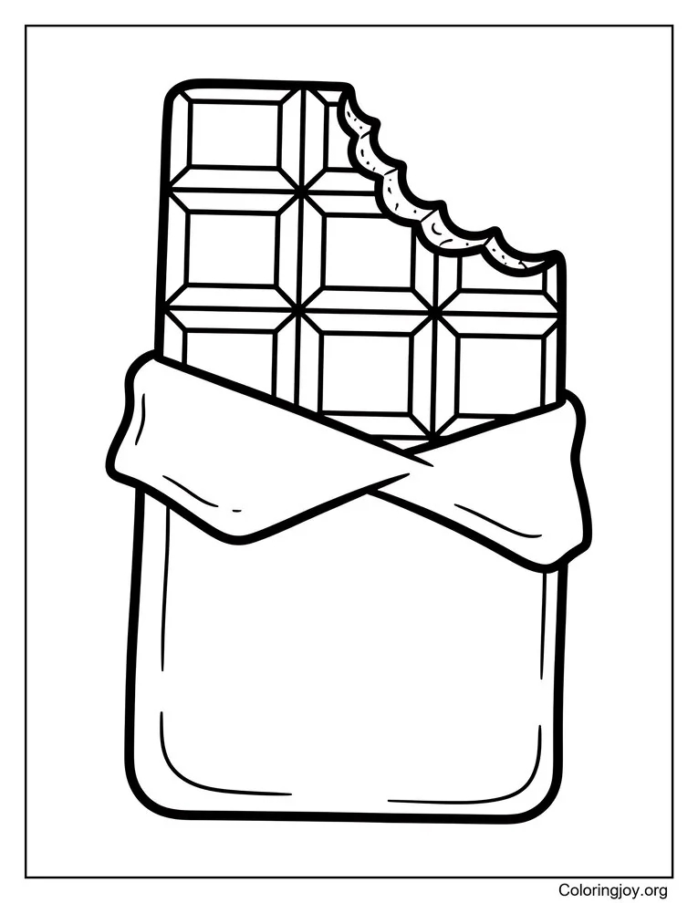 Bitten Chocolate Bar Coloring Page