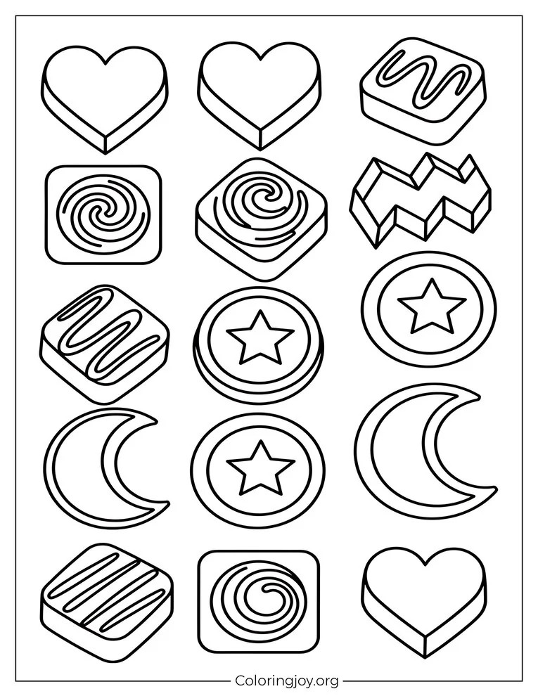 Chocolate Box Assortment Coloring Page