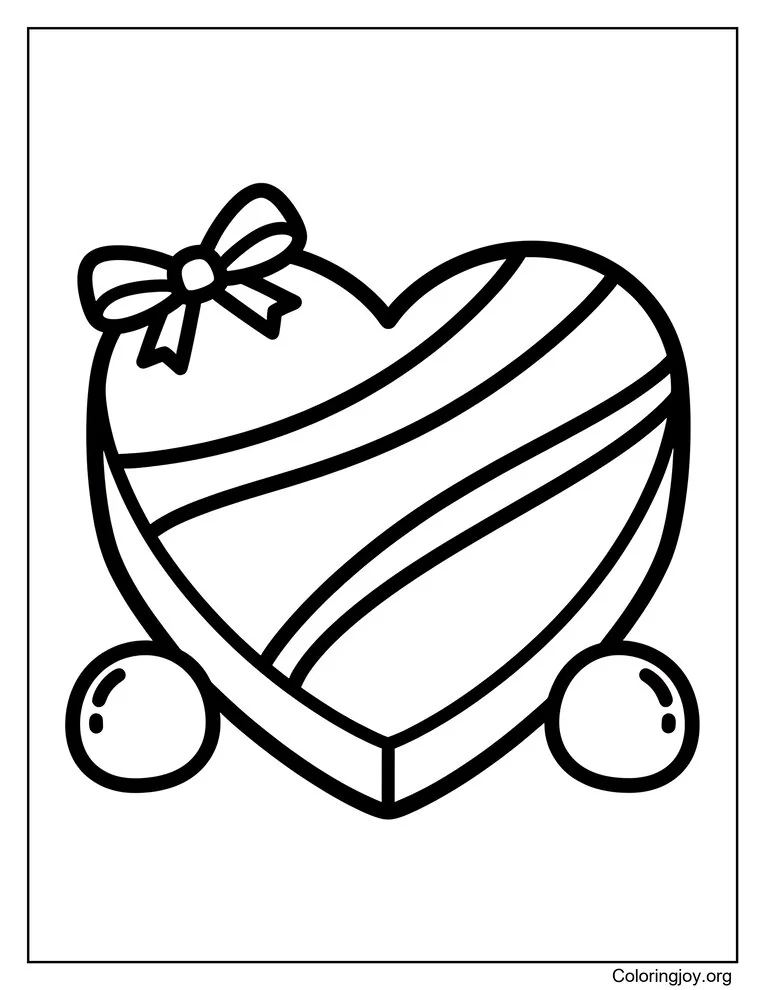 Heart Chocolate Candy Coloring Page