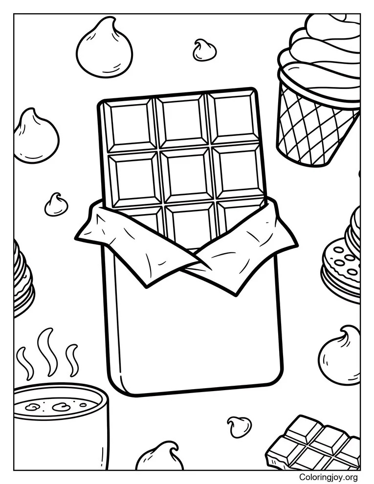 Wrapped Chocolate Bar Coloring Page