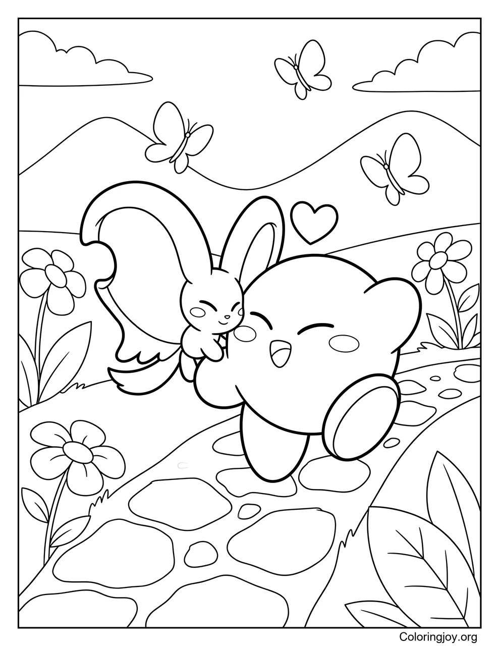 Elfilin and Kirby coloring page
