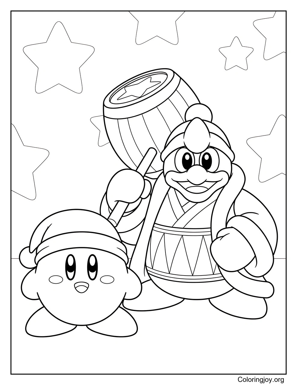 King Dedede and Kirby coloring page