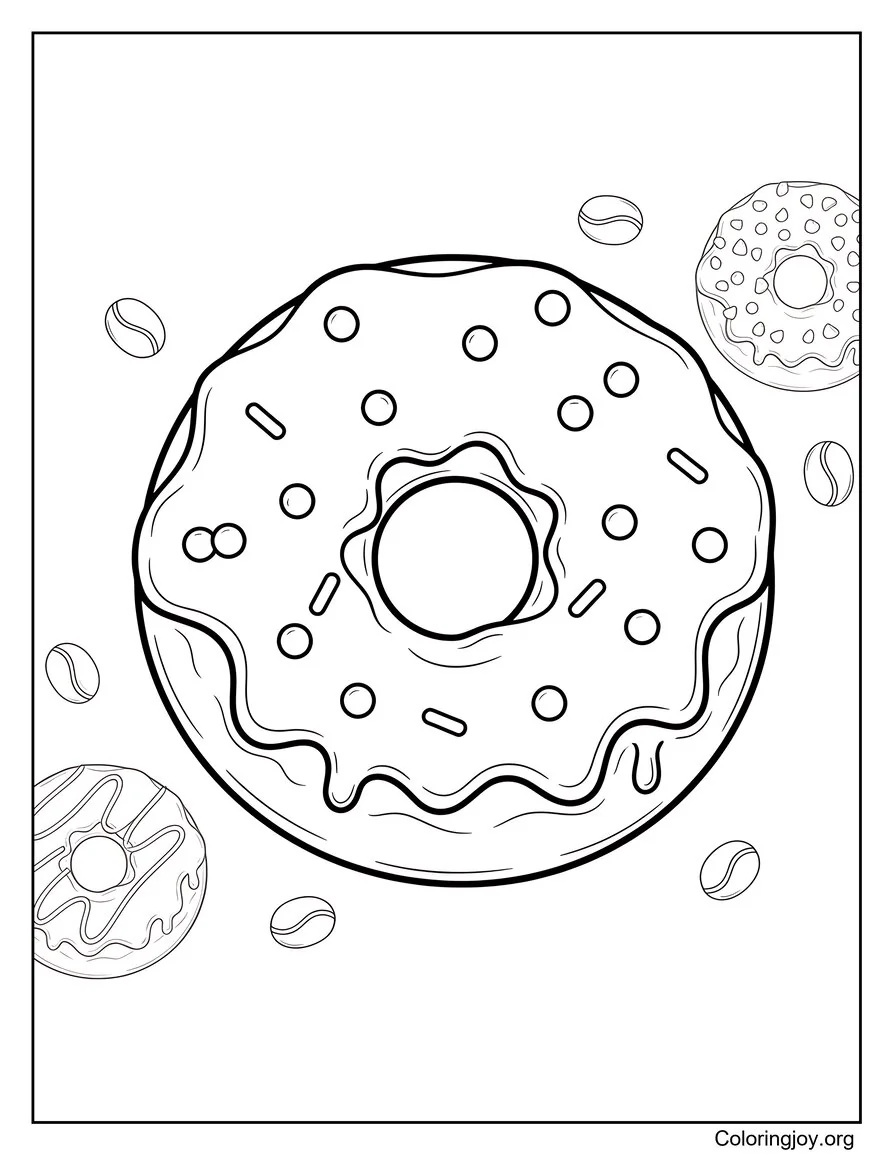Realistic Donut Coloring page