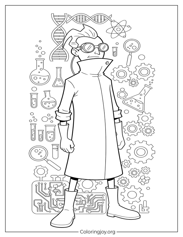 Invader Zim Hoja para colorear del profesor Membrana con gafas