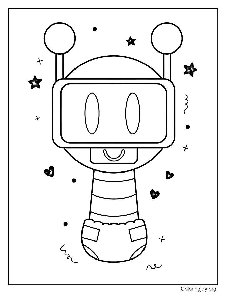 Cute Fun Bot Sprunki Baby coloring page