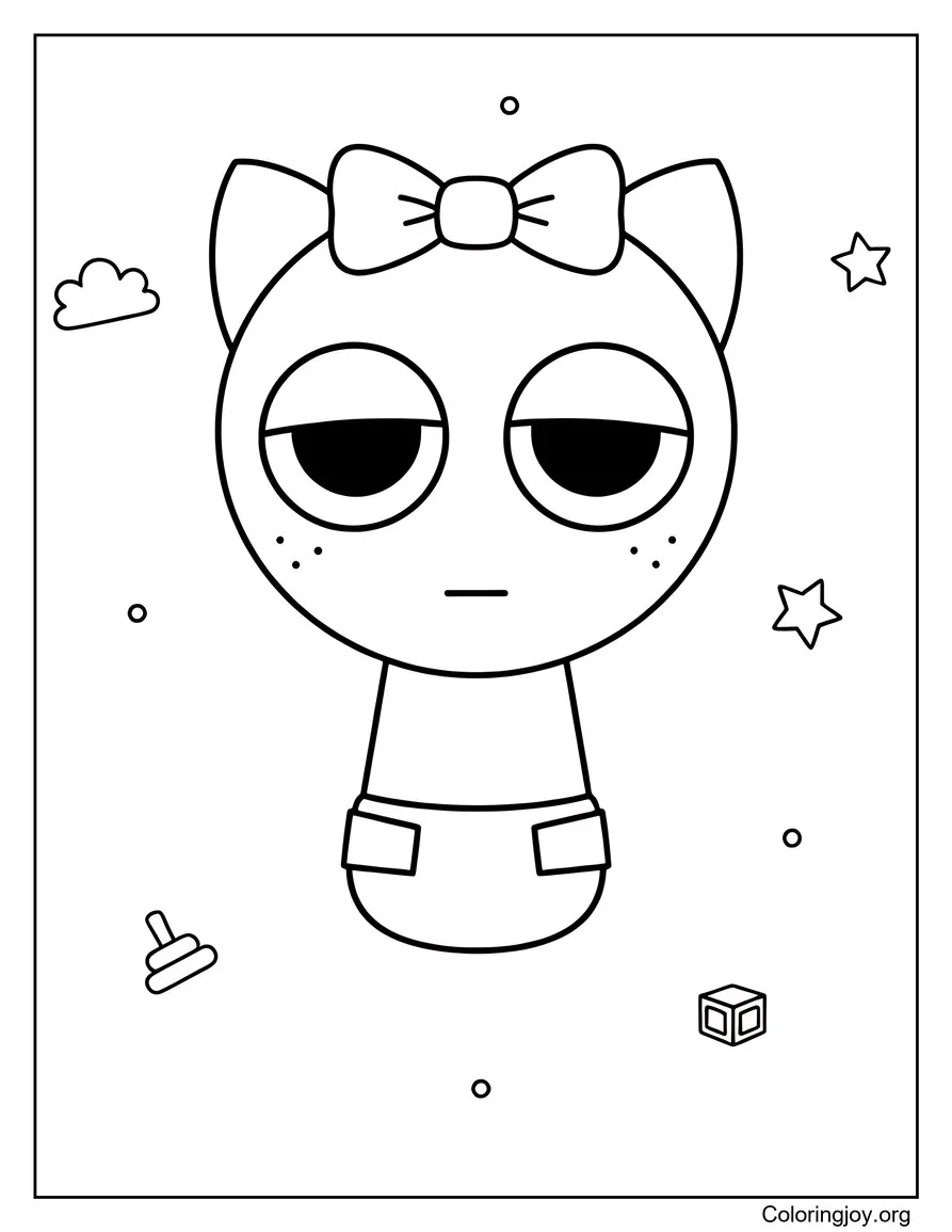 Gray Baby Sprunki coloring page