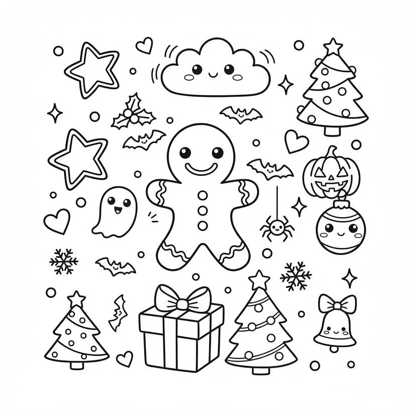 Christmas Doodle coloring page