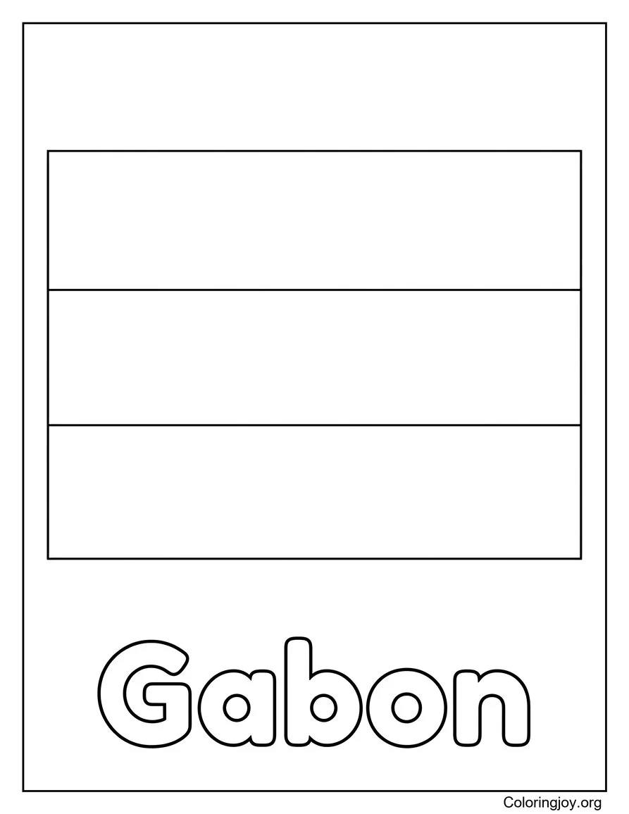 Gabon Bandera con Gabon página para colorear