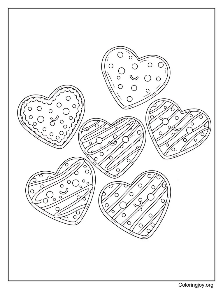 Fiesta de galletas de corazón página para colorear