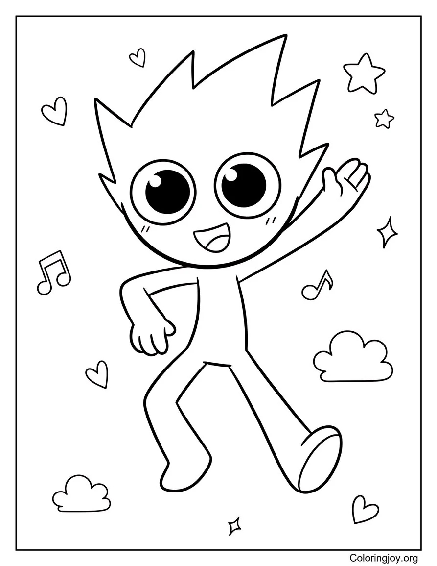 Lime Sprunki in Teenage look coloring page