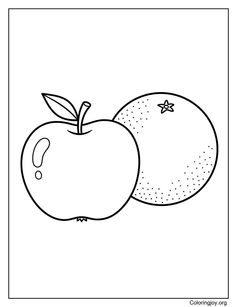 La manzana y la naranja frescas