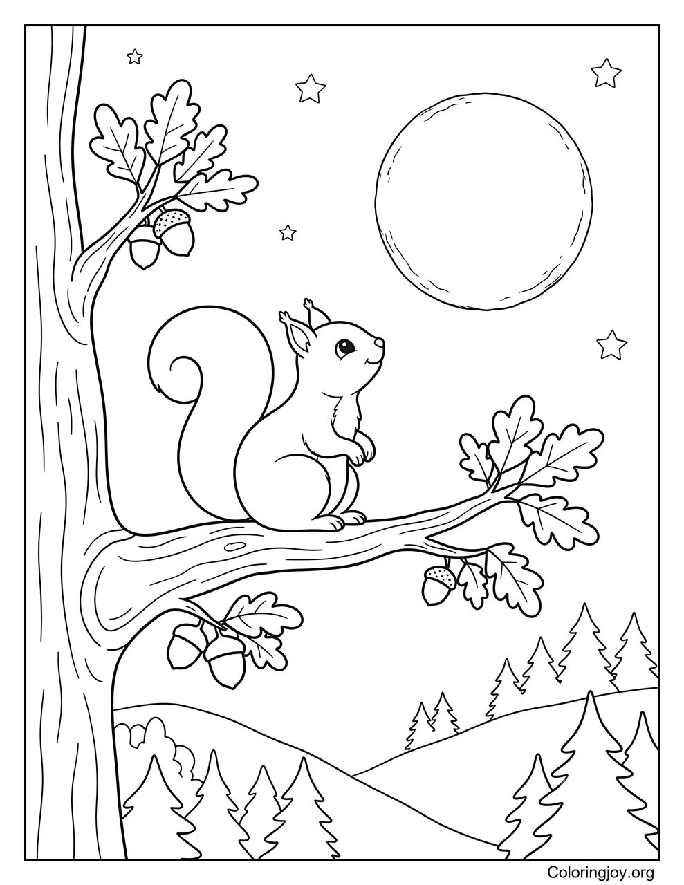 Looking at the Full Moon with a Squirrel