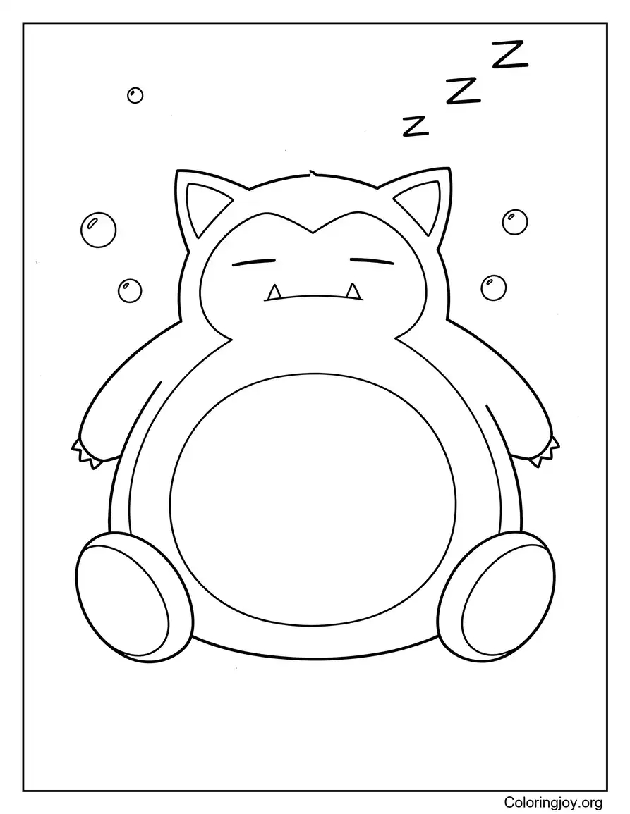 de Snorlax durmiendo pacíficamente página para colorear