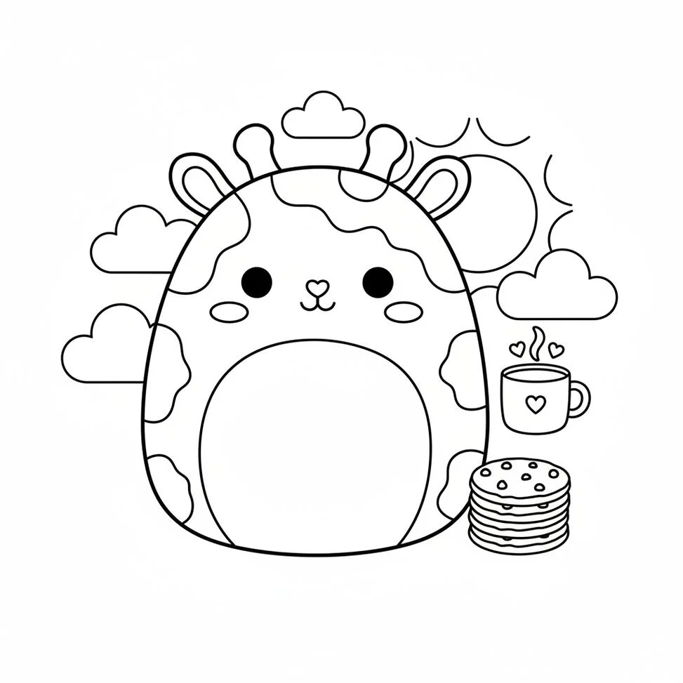 Huggable Giraffe Squishmallow coloring page