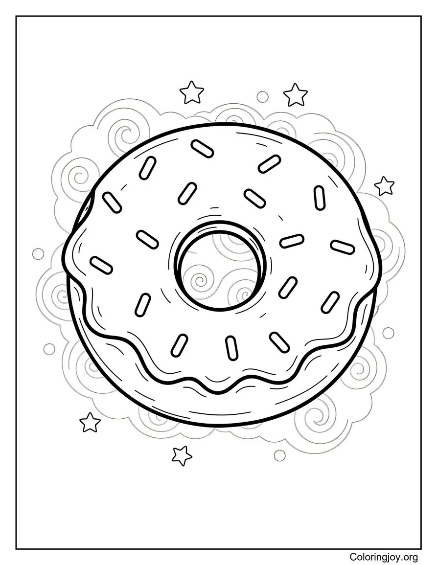 Shaded Frosted Donut coloring page