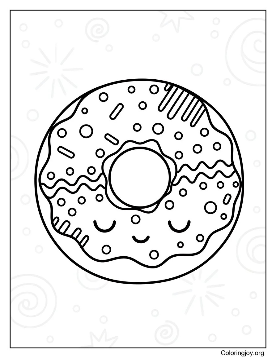 Textured Doughnut Colouring Page coloring page