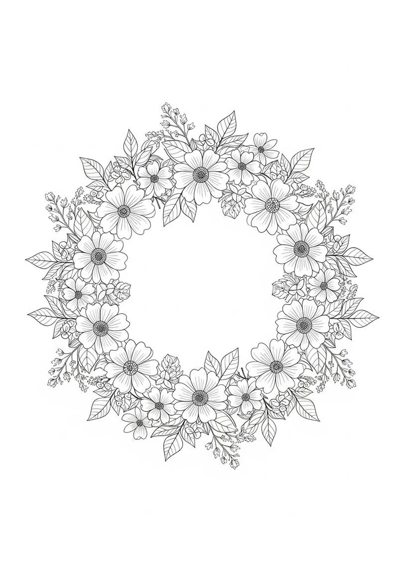 Flower Circle Coloring Page