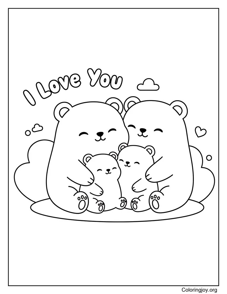 Family Smile I Love You Art coloring page