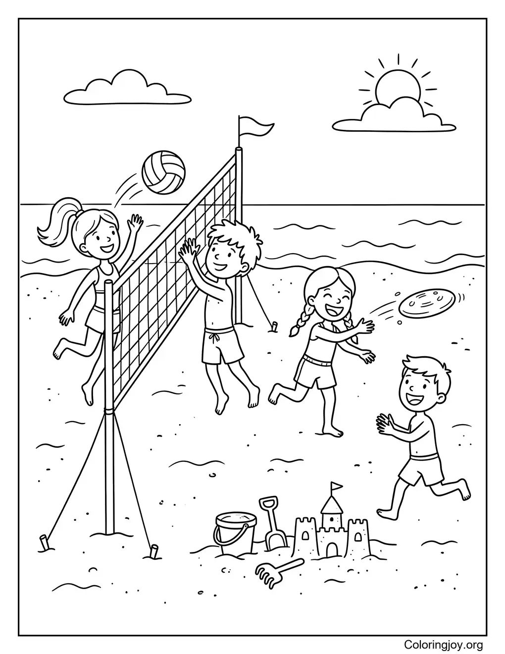 Sandy Beach Games Kids Activity coloring page