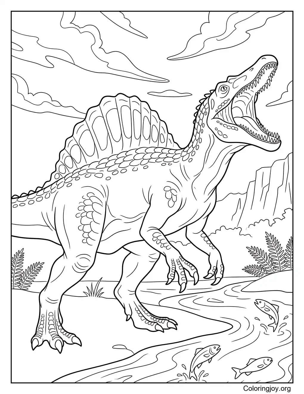 Ausmalbilder: Flussbrüllender Spinosaurus