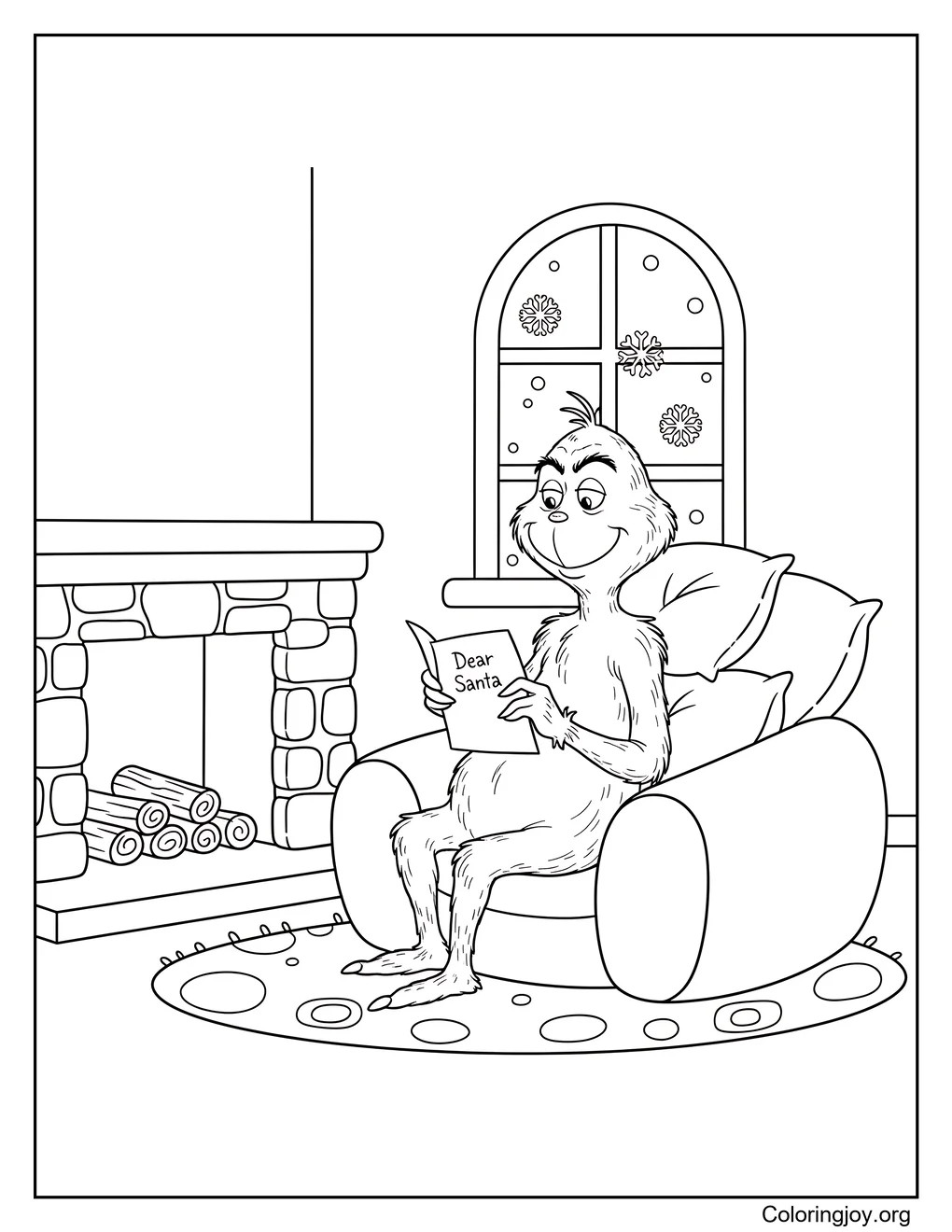 grinch reading a letter to santa