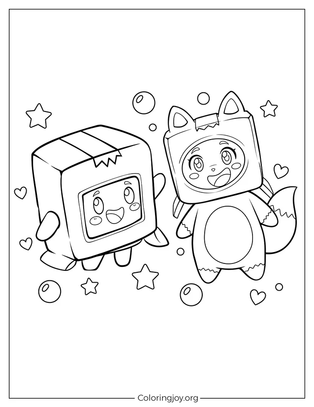 Foxy y Boxy LankyBox Página para colorear