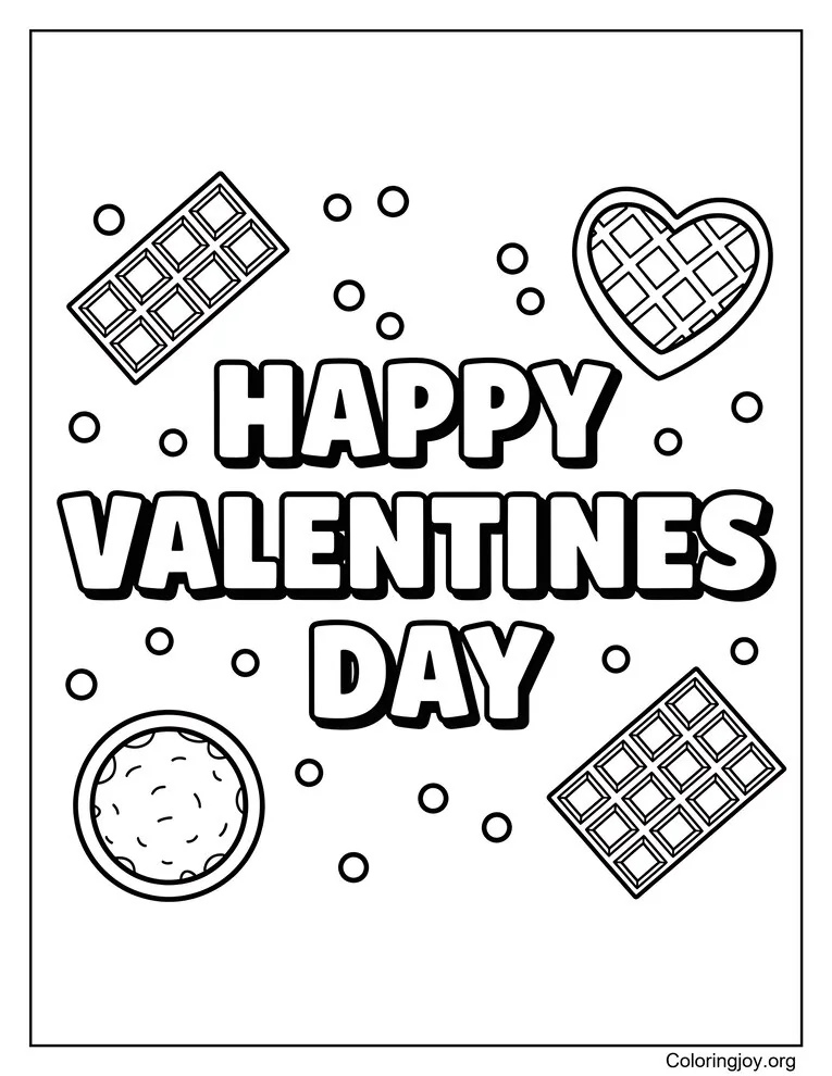 Happy valentine's day chocolates themed coloring page