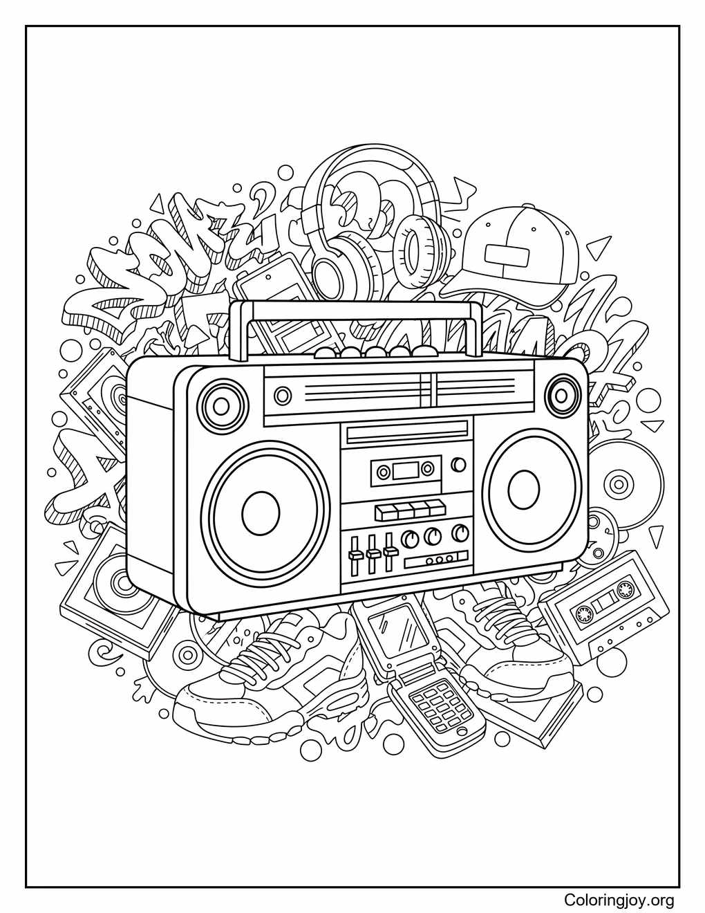 Boomboxes coloring page