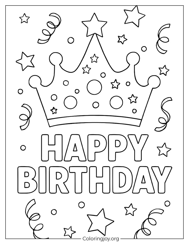 Imagen para colorear de la corona de cumpleaños de los niños