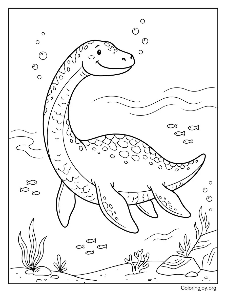 Underwater Dinosaur Fantasy Coloring Sheet coloring page