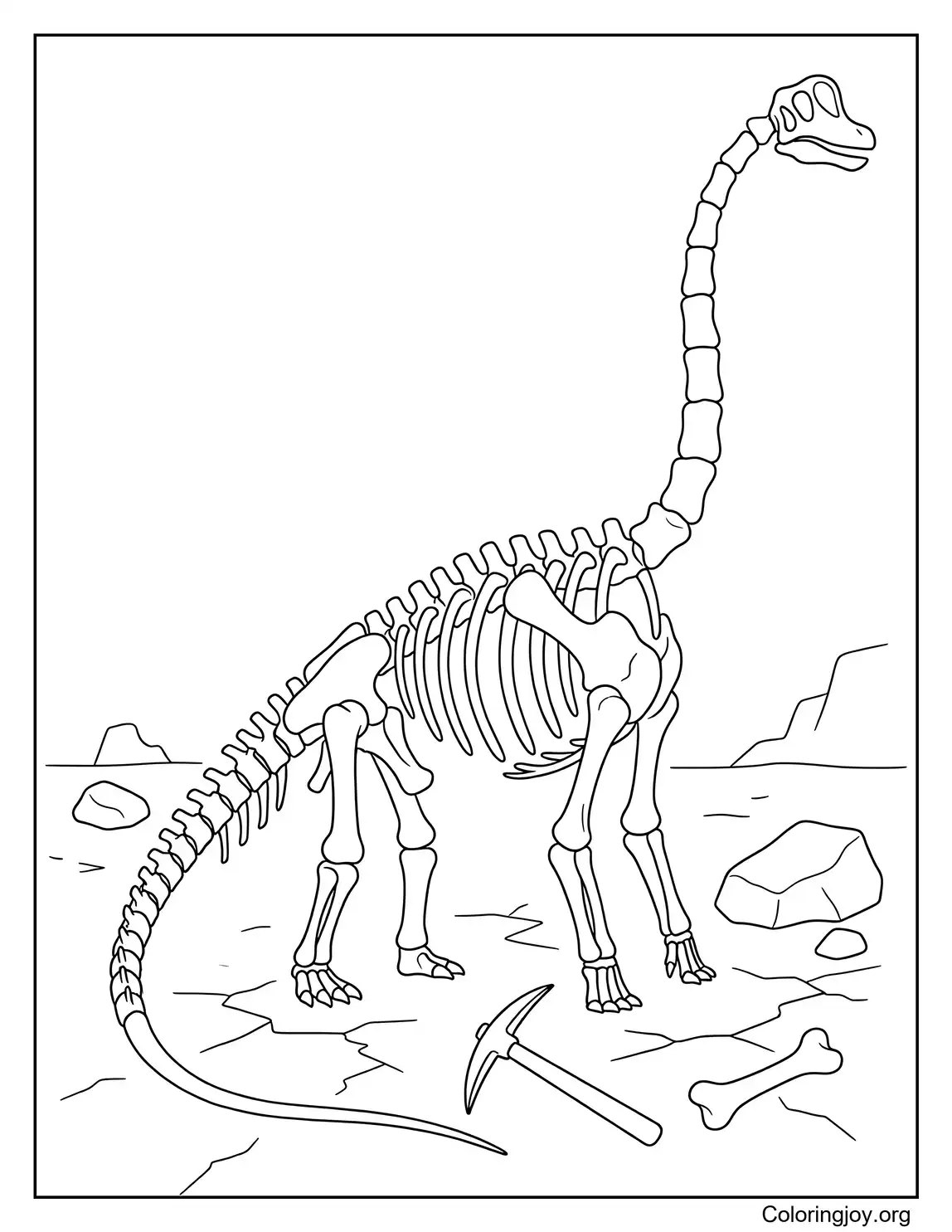 Brachiosaurus Skeleton Fossil Coloring Page