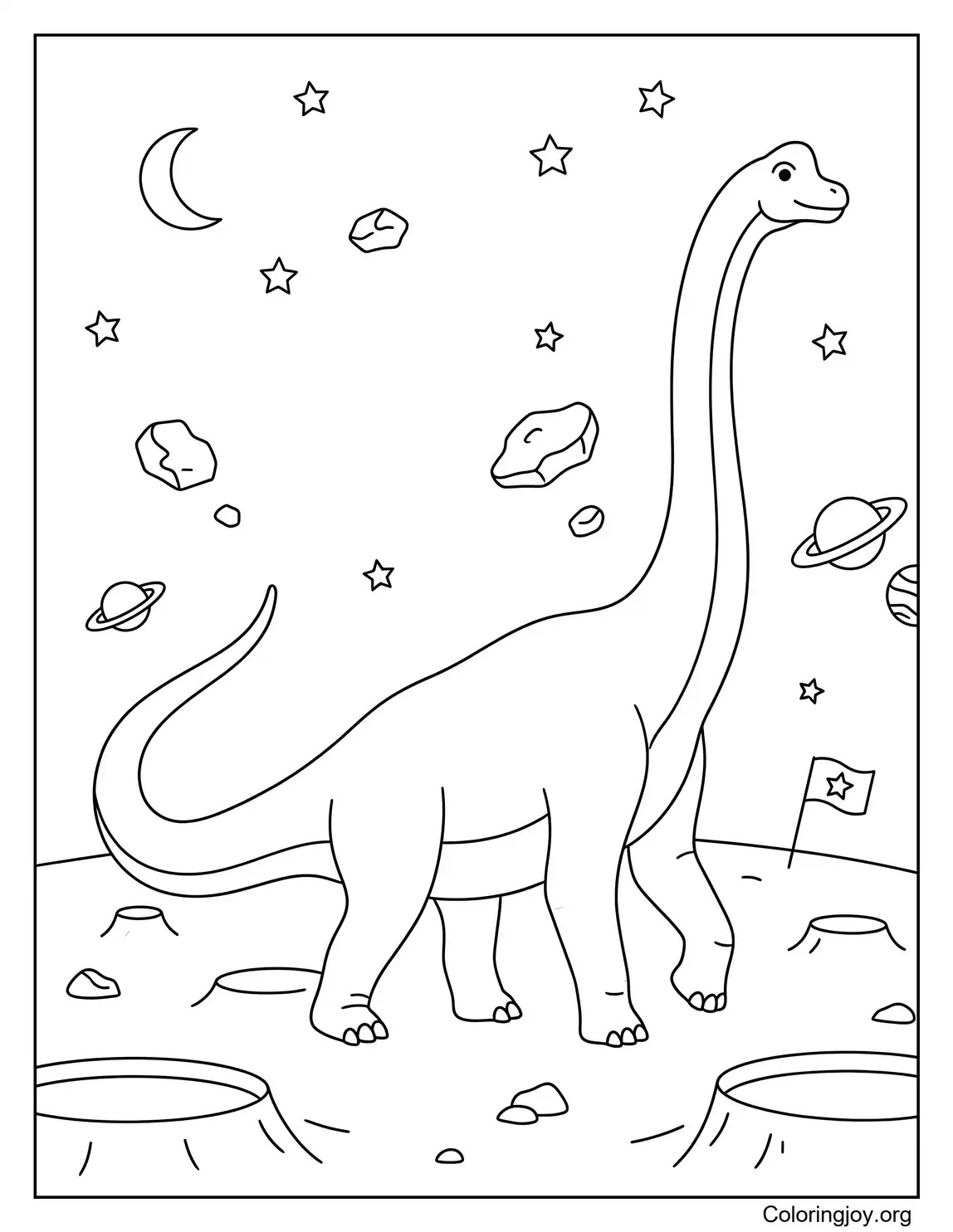 Brachiosaurus Walking on the Moon