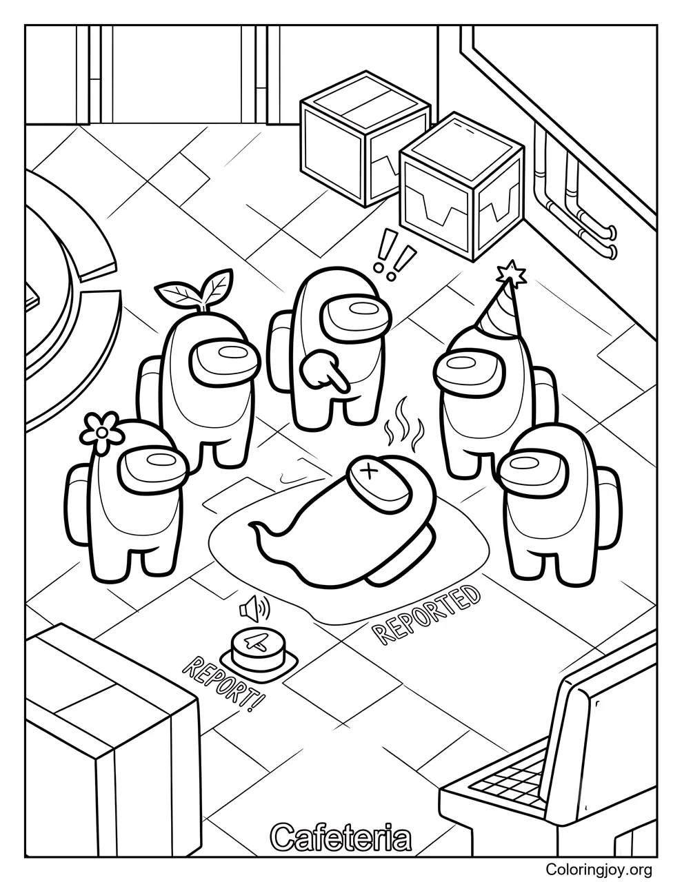 Discover the Among Us Dead Body Report coloring page