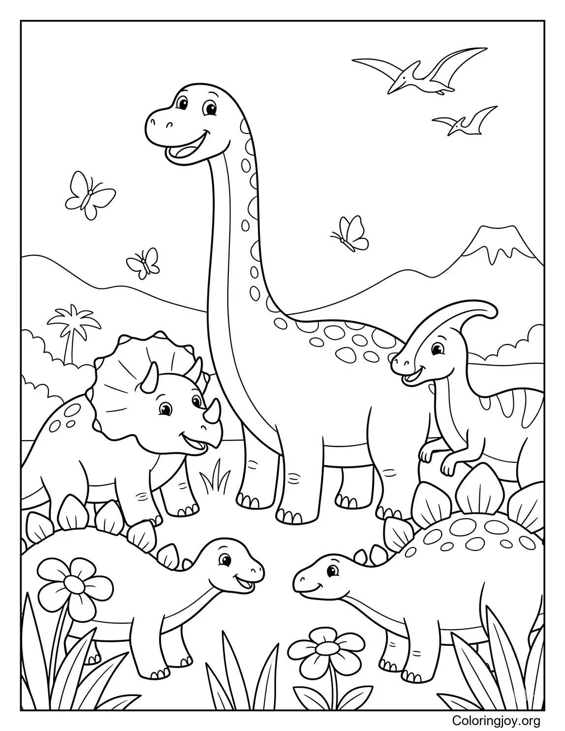 Brachiosaurus With Other Friendly Dinosaurs