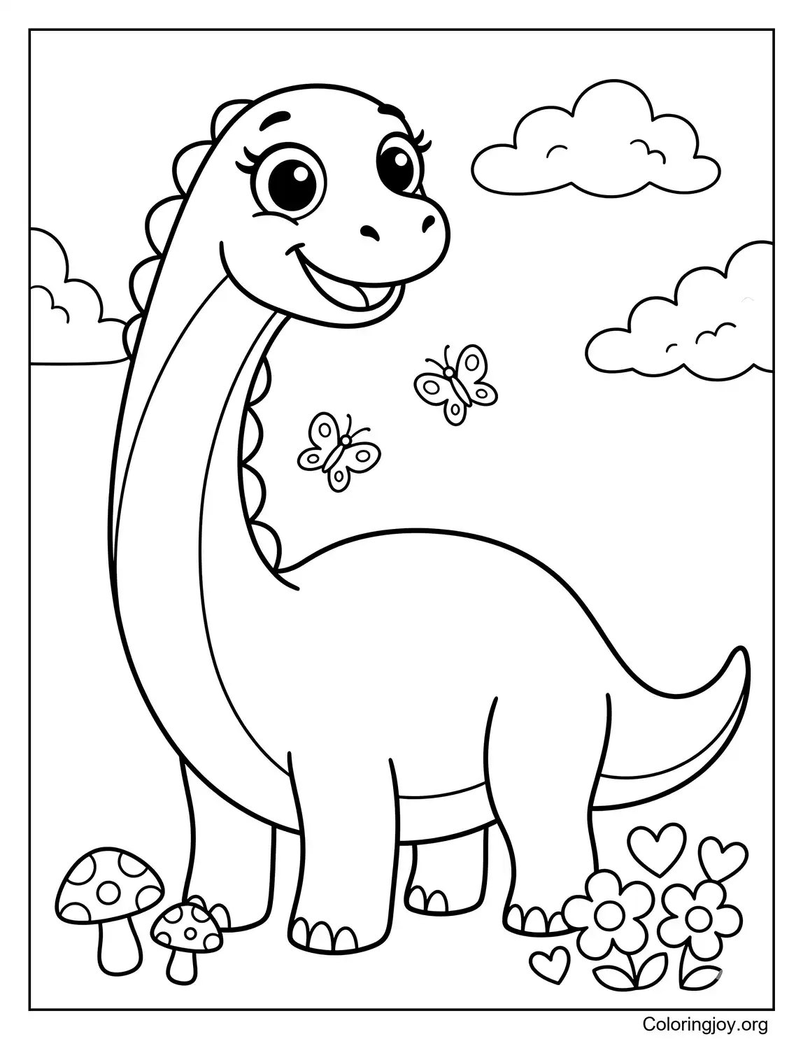 Cartoon Brachiosaurus With Big Friendly Eyes