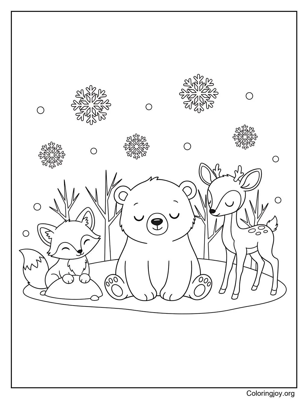 Dibujo para colorear de animales de invierno