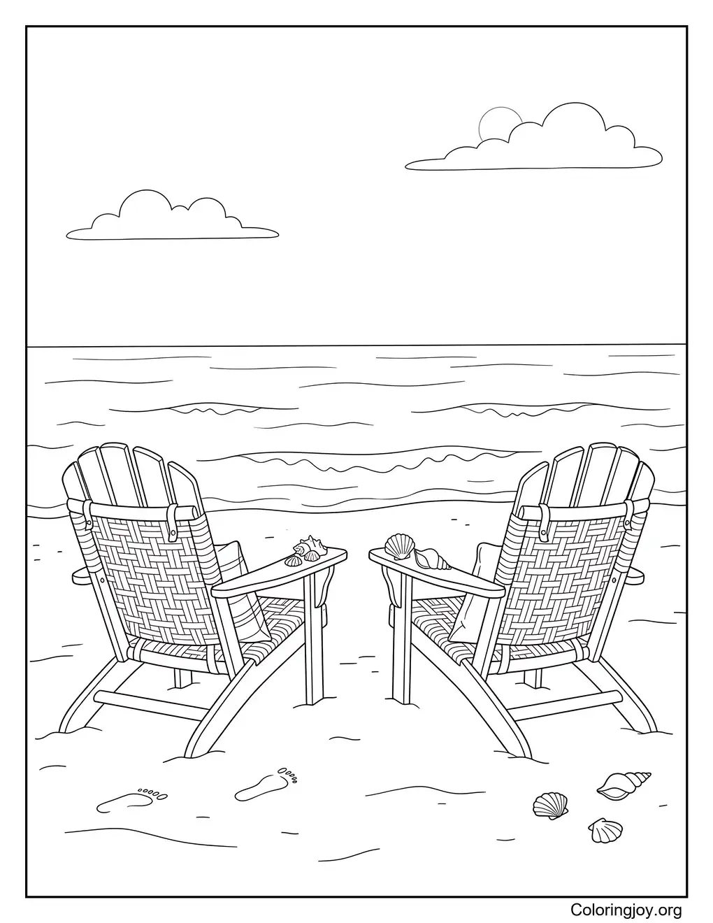 Cozy Beach Chairs Relaxing Summer coloring page