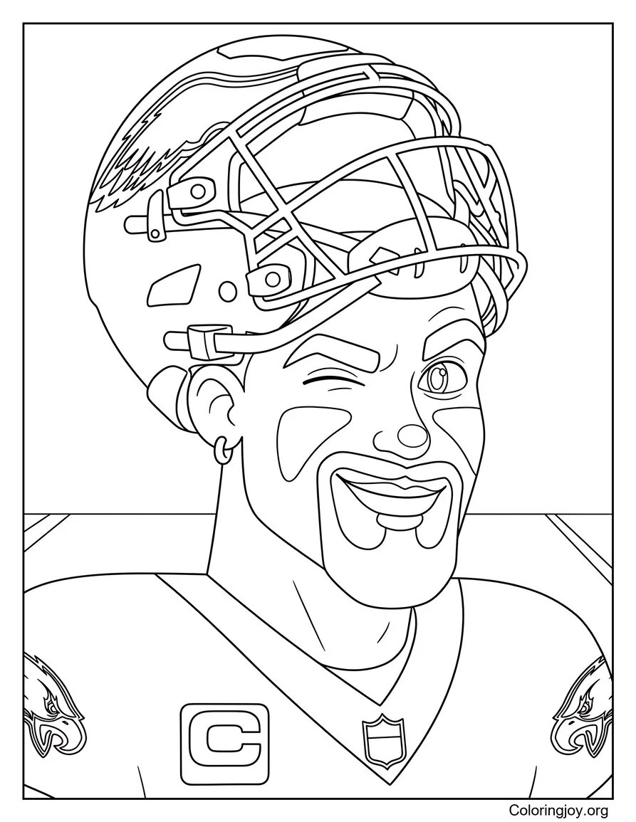 Jalen Hurts Portrait Style coloring page