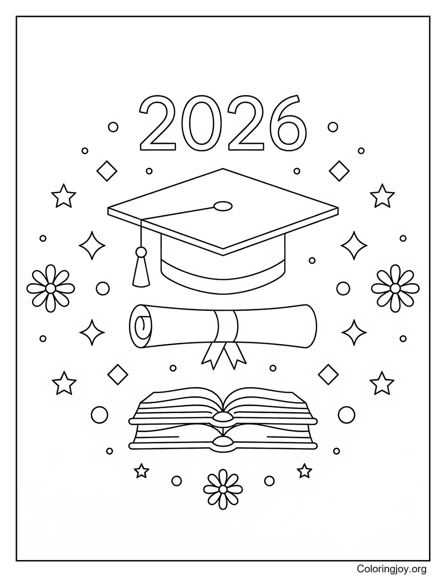 Detailed Mandala Style GraduationFor Teens coloring page