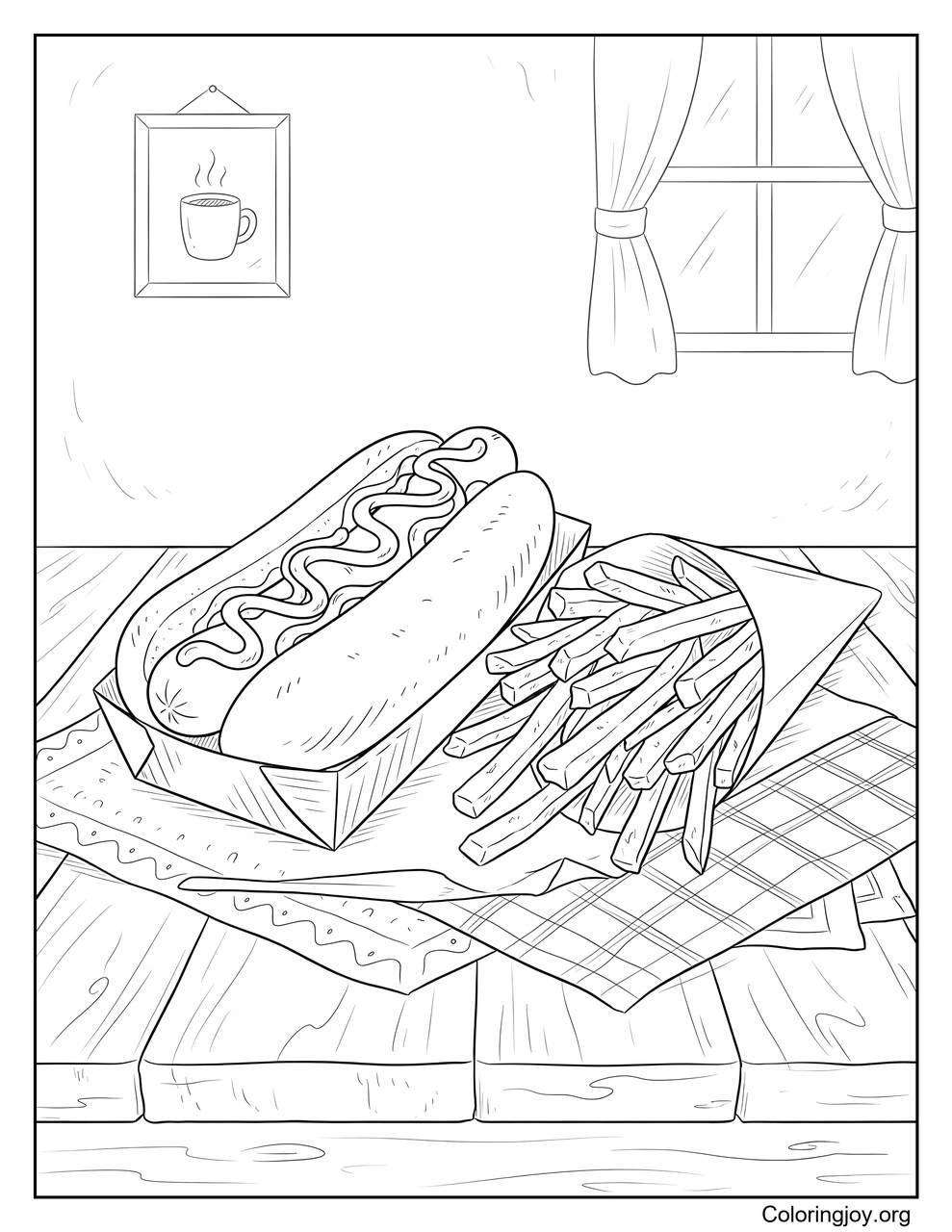 Right next to the fries sits a tasty hot dog.