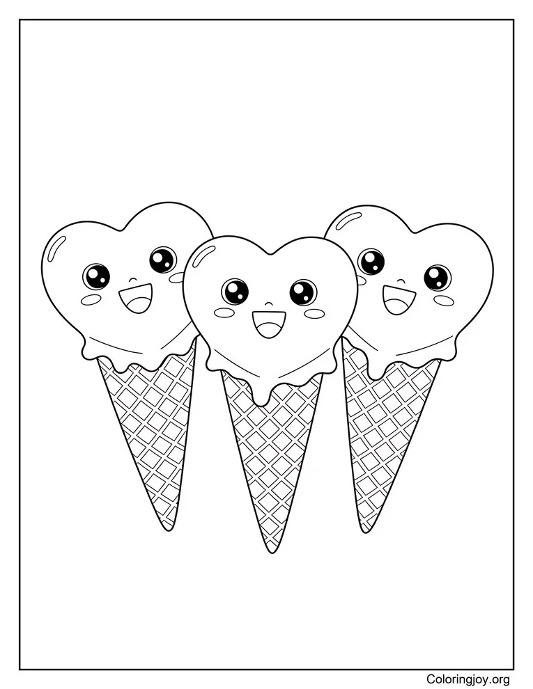 Helado De Dulce Corazón página para colorear