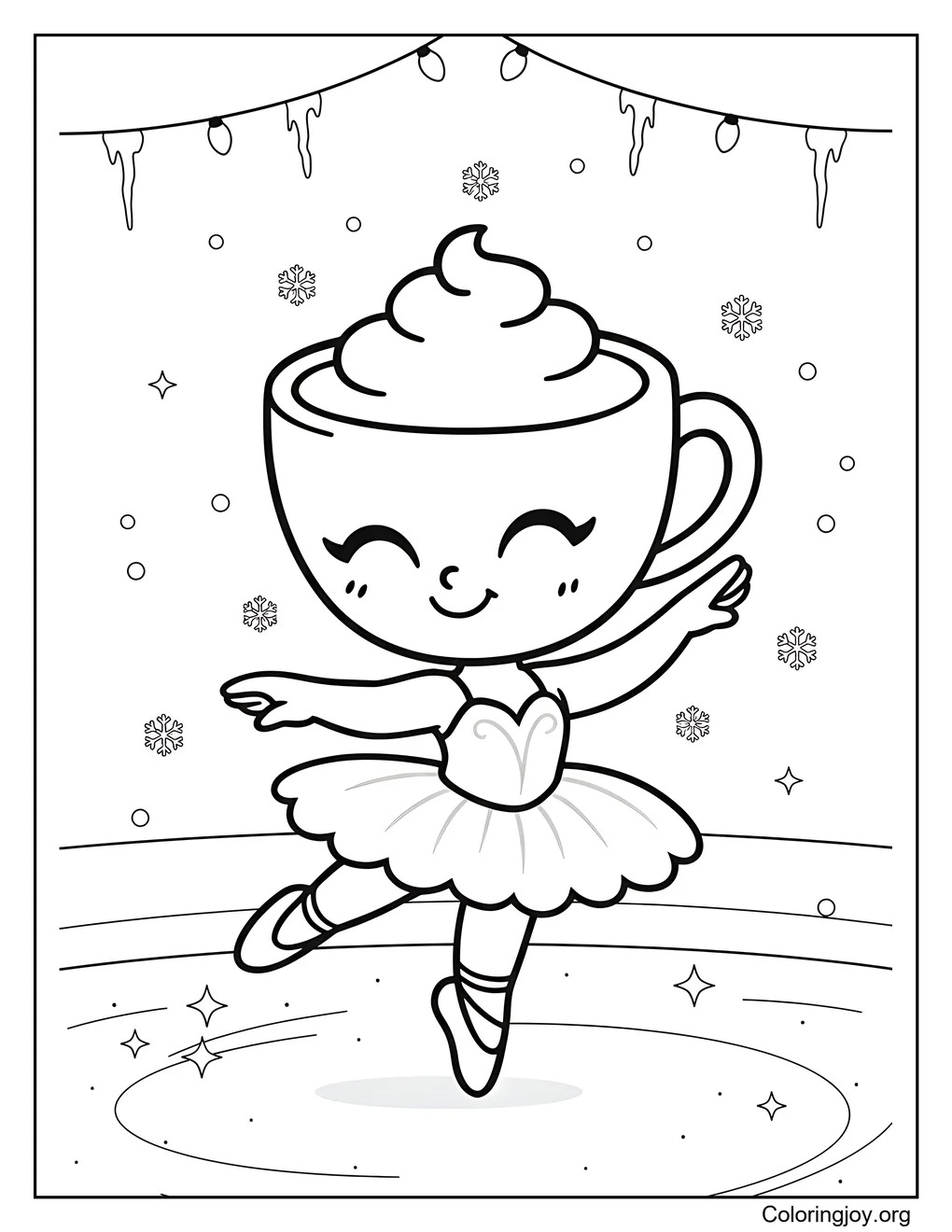 Dibujo para colorear de la luz navideña de Ballerina Cappuccina página para colorear