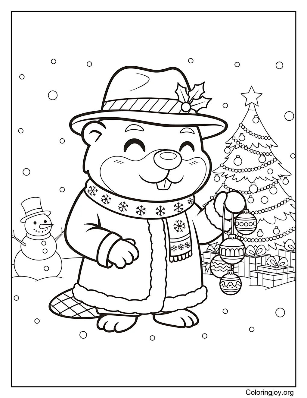 Bobrito Bandito invierno para colorear página para colorear